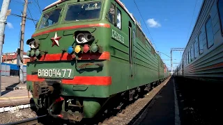 Электровозы ВЛ80С-1477/430 с грузовым поездом станция Россошь 11.08.2019