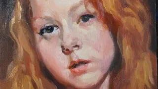 Coppery Red Head LONG version Oil Portrait Alla Prima Demo