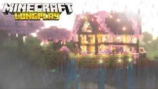 Minecraft Relaxing Longplay - Rainy Cliff House ☂️  Cozy Starter Home (No Commentary) 1.20