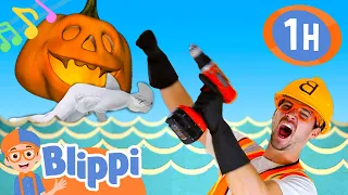 Blippi the Construction Worker Meets Baby Shark for Halloween! Educational Songs For Kids