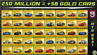 Asphalt 9 | Spending 250 Million Credits & GOLDing 58 cars | RTG #631