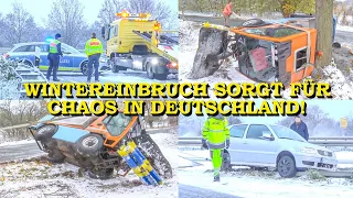 [WINTEREINBRUCH SORGT FÜR CHAOS] Schneeunfall auf A6 | Streufahrzeug kippt um | GLATTEIS + SCHNEE