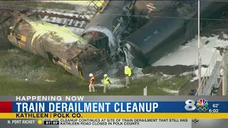 Train derailment cleanup continues