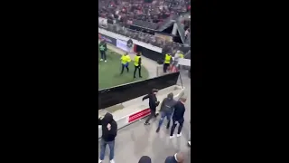 One 40-year-old father defends the West Ham family section against a horde of  AZ Alkmaar hooligans.