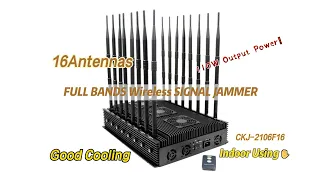 World First 16 Antennas 110W 5G/4G WIFI GPS LOJACK LORA  Signal Jammer Up To 80mwith Remote Control