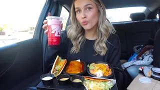 Taco Bell Mukbang (NEW 7 layer nacho fries and Enchirito)￼