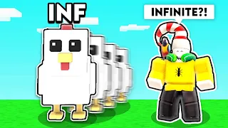 Using INFINITE CHICKENS = SUPER RICH... in Roblox Bedwars