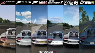 Porsche 918 Spyder Sound Comparison | AC vs Forza 7 vs Horizon 5 vs GT7 vs PC3 vs The Crew 2