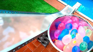 Super Slide Marble Run ASMR Water Balloons