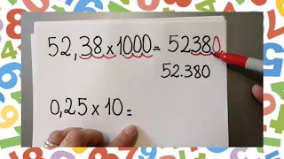 Multiplicación de números decimales por 10, 100 y 1.000