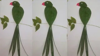 Parrot from leaves l Simple leaf art l leaf craft ideas