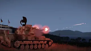 Flakpanzer Gepard on Action giring at jet-SPAAG-Arma 3-Military Simulation