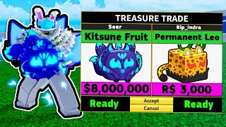 Trading NEW KITSUNE Fruit For 24 Hours! (Blox Fruits)