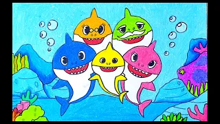 Baby shark | Menggambar dan mewarnai Mainan Bayi hiu untuk anak anak | Pinkfong Baby shark family