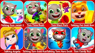 Talking Tom Time Rush, Talking Tom Blast Park, Talking Pet Gold Run, Talking Tom Hero Dash...