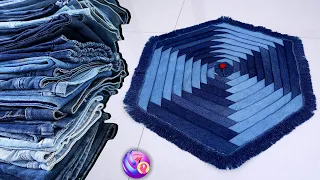 Jeans Doormat Making at Home || Old Jeans Reuse Ideas || Jeans Handmade Things
