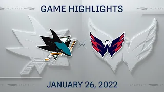 NHL Highlights | Sharks vs. Capitals - Jan. 26, 2022