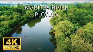 Maritza river, Plovdiv, Bulgaria - 4K drone video