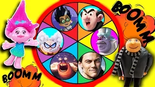 Gru & Poppy Play the Villain Spin The Wheel Game & Defeat Professor Poopypants, Bergen Chef, Tamatoa