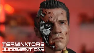 THERE WAS NO SAVING THIS    BUT I HAD TRY Enterbay 1/4 Terminator 2 Battle Damaged figure Customized