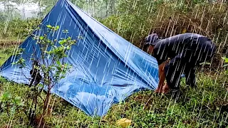 SOLO CAMPING IN THE RAIN • 2 DAY'S CAMPING RAIN • MOST RELAXING CAMPING IN LONG HEAVY RAIN • ASMR