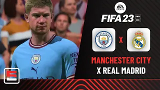 CHAMPIONS LEAGUE: SIMULAÇÃO NO FIFA 23 DE CITY E REAL MADRID TEM HAT-TRICK E PROVOCAÇÃO EM GOL