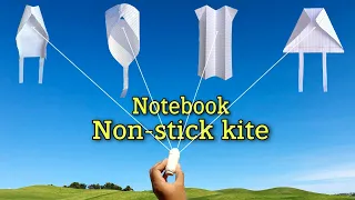 4 Non-stick notebook paper plane, flying notebook kite, without stick kite making, technokriart