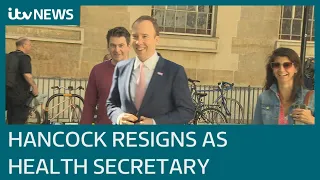 Health Secretary Matt Hancock resigns after breaching social distancing guidance | ITV News