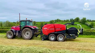 Combi round baler making no-net silage in Cavan