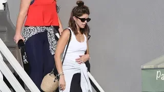 Katherine Schwarzenegger Uncomfortably Clutches Her Stomach Following Her Morning Workout
