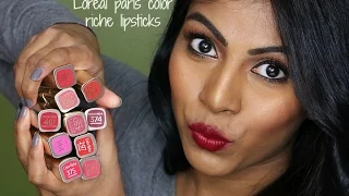 Loreal paris color riche lipsticks ♡ Swatches | Shuanabeauty | Tan/ Medium/ Indian skin tone