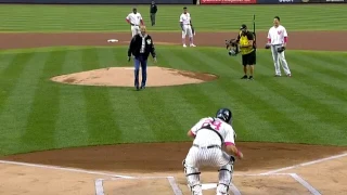 Derek Jeter throws out the ceremonial first pitch