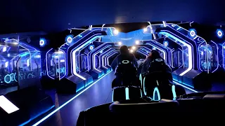 Riding Disney's Tron Lightcycle Roller Coaster At Night! | Back Row, Modified Seats & Front Row POVs