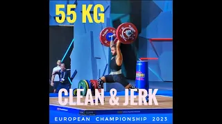 European championship 55 kg top clean and jerk 😳great fight 😱