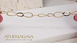 14k Gold Drop Link Bracelet Made in Greece at Athena Gaia