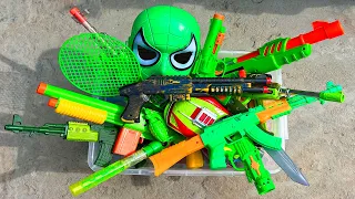 Box Full Of Toys ! Spiderman Action Series - Fake Shoot Gun Realistic Ak47 Gun & Military equipment