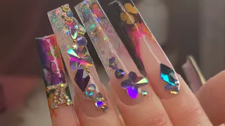 Watch me work: Lv Inspired Nails with butterflies | Full Tutorial