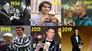 BALLON D'OR WINNERS FROM 1956-2019!! (ALL BALLON D'OR WINNERS) FT. MESSI, RONALDO, ZIDANE ETC