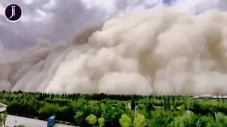 చైనా లోని ఇసుక తుఫాను భయంకర దృశ్యాలు shocking video of china sand storm