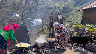 Baking Bread and Cooking Food Offering to Distribute to the Relatives