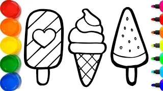 yummy ice cream🍦drawing, colouring, painting for kids | how to draw an ice cream easy step by step