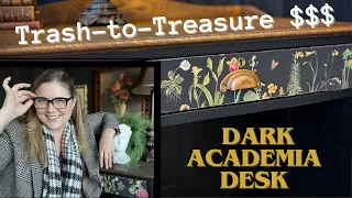 Trash to Treasure! | How to do a Dark Academia Desk Flip | Furniture Fables Halloween Special!