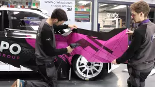 Hippo Motor Group's Printed Vinyl Wrap on Skoda Fabia R5 Rally Car