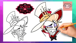 How To Draw Lucifer from Hazbin Hotel (Head Icon) | Easy Drawing Tutorial