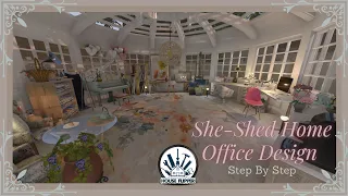 HOUSE FLIPPER| She-Shed Home Office Design| Step By Step