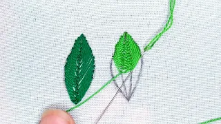 2 types of cretan stitch leaf embroidery for beginners/leaf embroidery/CRETAN STITCH EMBROIDERY