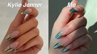 Recreating Kylie Jenner’s chrome french tip nails *EASY GEL-X NAILS*