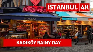 Istanbul Asian Side City Center Kadikoy Rainy Day 2023 January Walking Tour|4k UHD 60fps