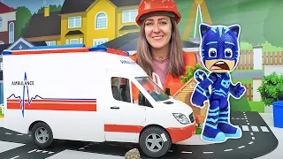 ¿Por qué Catboy tuvo un accidente? Videos de juguetes PJ Masks para niños con Máster Pum Pum