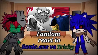 Fandom react to Sonic.exe vs Tricky